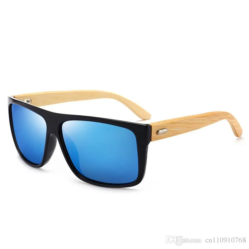 BOTERN Lunettes de soleil en bambou pour hommes Glases Top Plat Rectangle Placitc Frame avec Temple en bois LUNETTES US USA Japon AU États-Unis