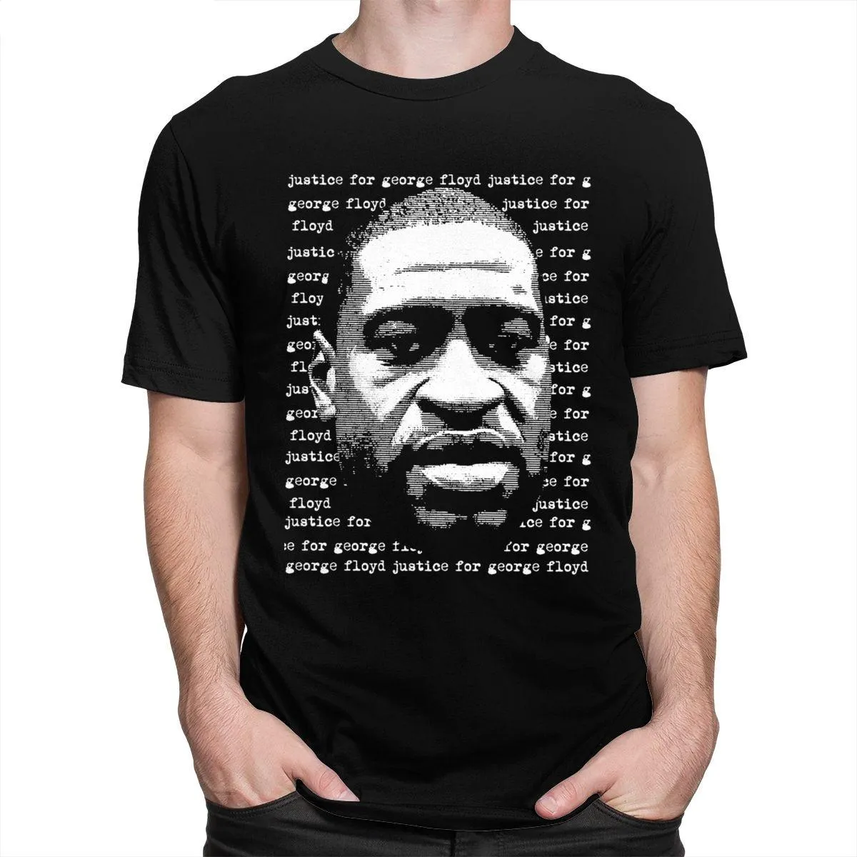 Justice pour George Floyd T -Shirt Hommes Black Lives Matter I Can 'T Breathe Tee Tops O -Neck Short Sleeve Urban Tshirt Vêtements