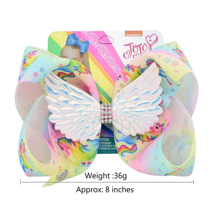 Ins jednorożec Siwa Hair Bow Angel Wings Hairpin Baby Girls Boutique Hair Clip Floral Printed Bowknot Barrettes Girl HairClip Akcesoria do włosów