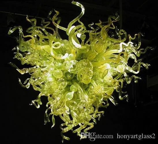 Fancy éclairage Contemporain Type verre vert Art Lustre forme de coeur Ampoules Led style en verre de Murano Lustre