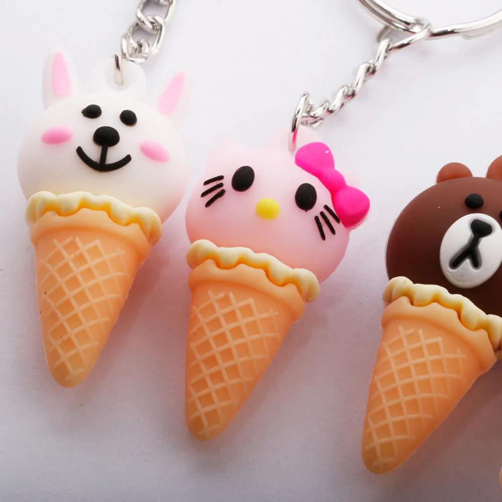 Creative Cartoon Animal Ice Cream Keychain Cute Unicorn Sweet Cone Bag Pendant Gift Cute Cartoon Souvenirs Regali di San Valentino