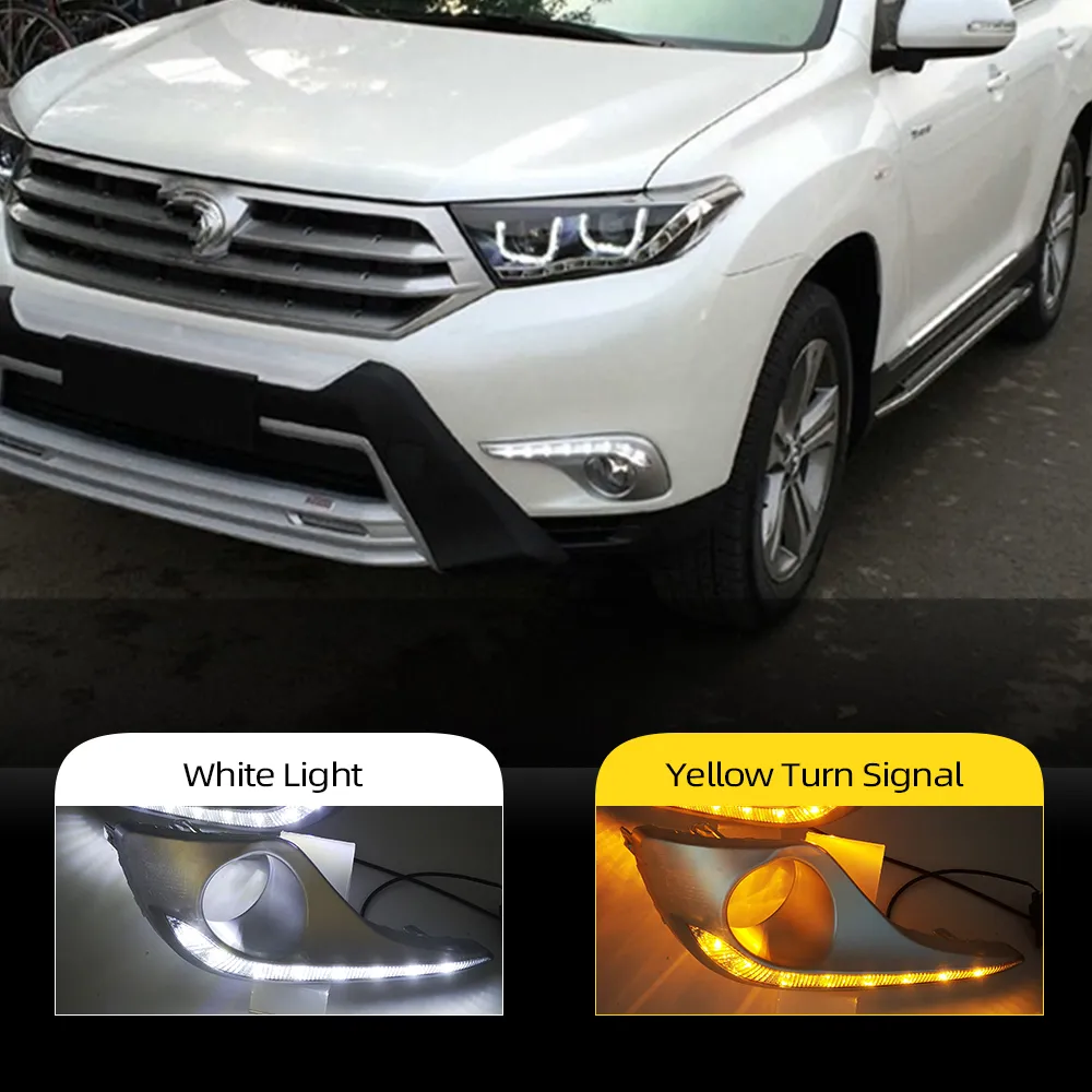 DRL voor Toyota Highlander 2012 2013 2014 Daytime Runder Lights Fog Lamp Coverlight 12V Daylight Car-Styling