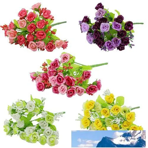 Dekoratif Çiçekler 1 Buket 21 Kafa Yapay Sahte Gül Ayıklayacaktır Parti Ev Dekor Ipek Çiçek