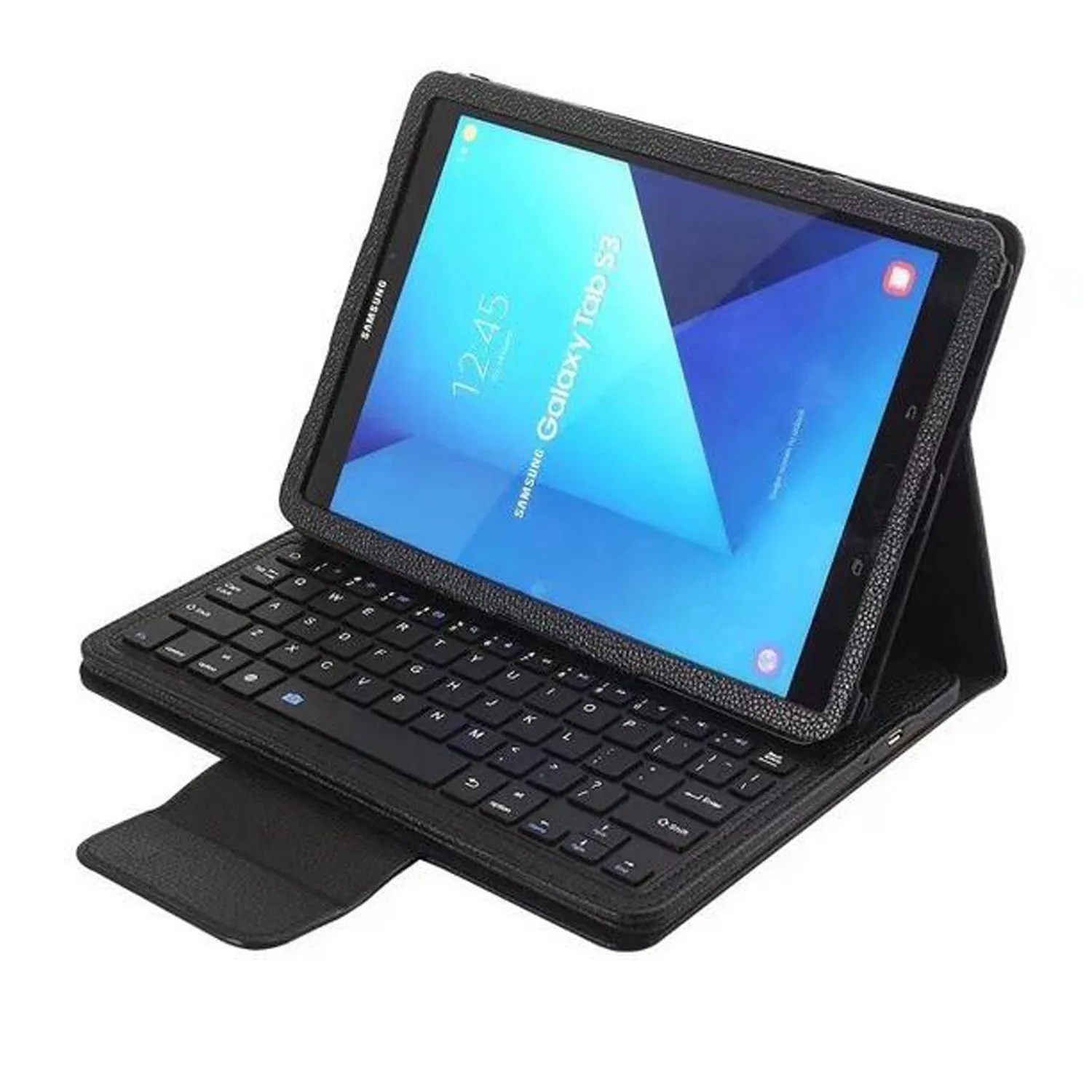 Avtagbar avtagbar uppladdningsbar USB-trådlös ABS-kisel Bluetooth-tangentbordsportfölj Läderfodral för Samsung Galaxy Tab S2 T810 S3 T820