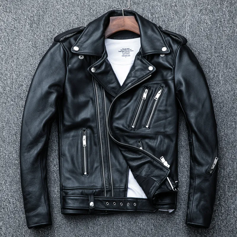 AYUNSUE Mens Men Bense Genuine Leather Short Sheepskin