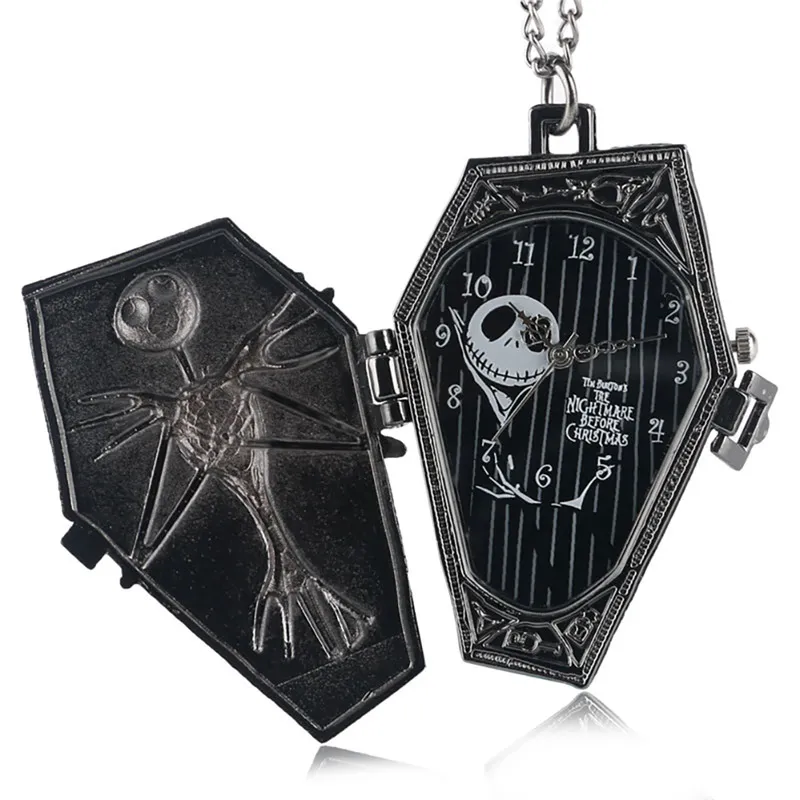 Vintage Gothic Horloges Nachtmerrie Thema Kerst Kwarts Zakhorloge Hanger Ketting Ketting Geschenken voor Mannen Vrouwen Kinderen Arabisch Nummer