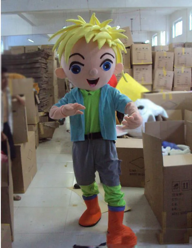 2019 venda fábrica novo personagem Mascot Costume Adult traje mascote Como a moda freeshipping menino do cabelo amarelo