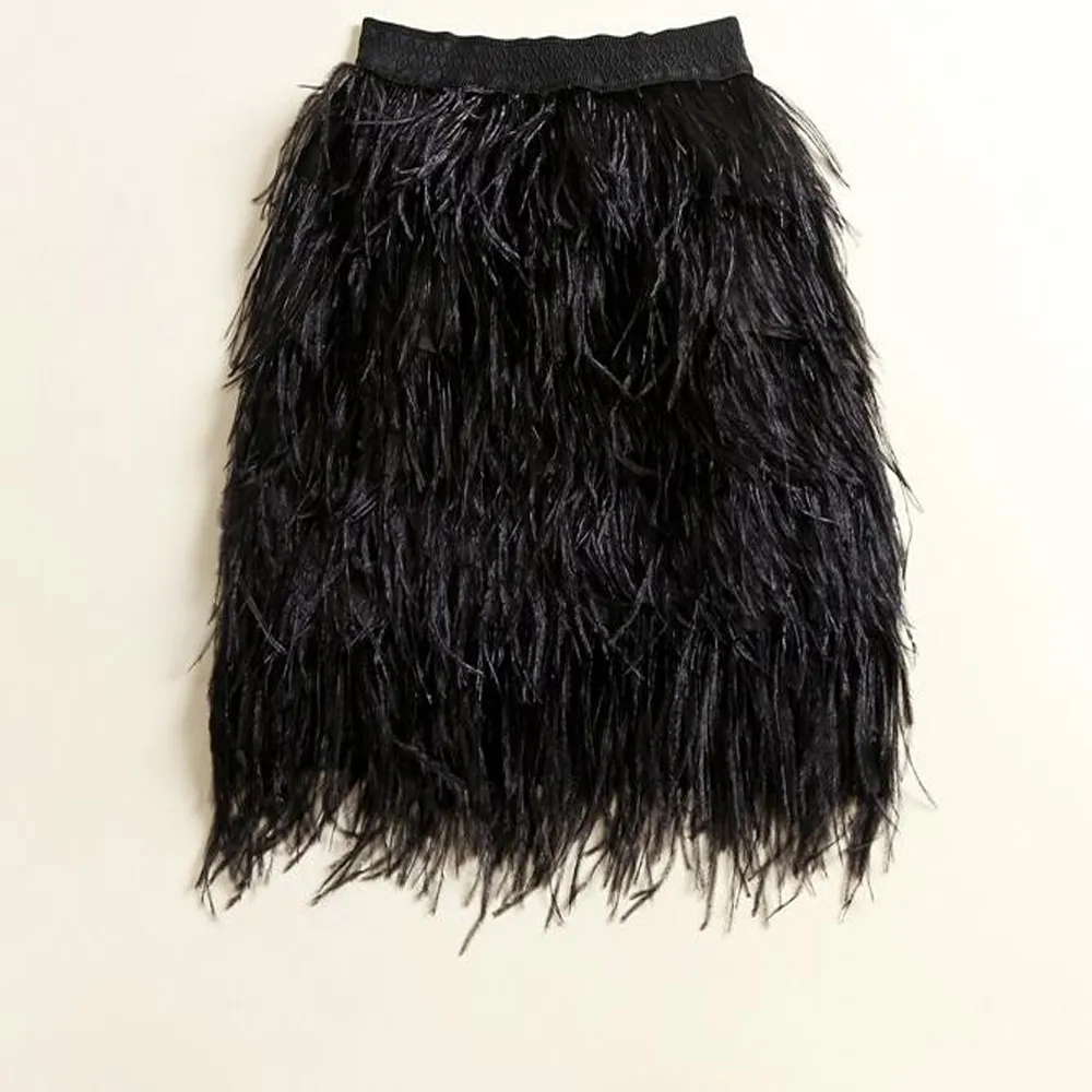 Elegant Womens Feather Mini Skirt: Chic Layered Tassel