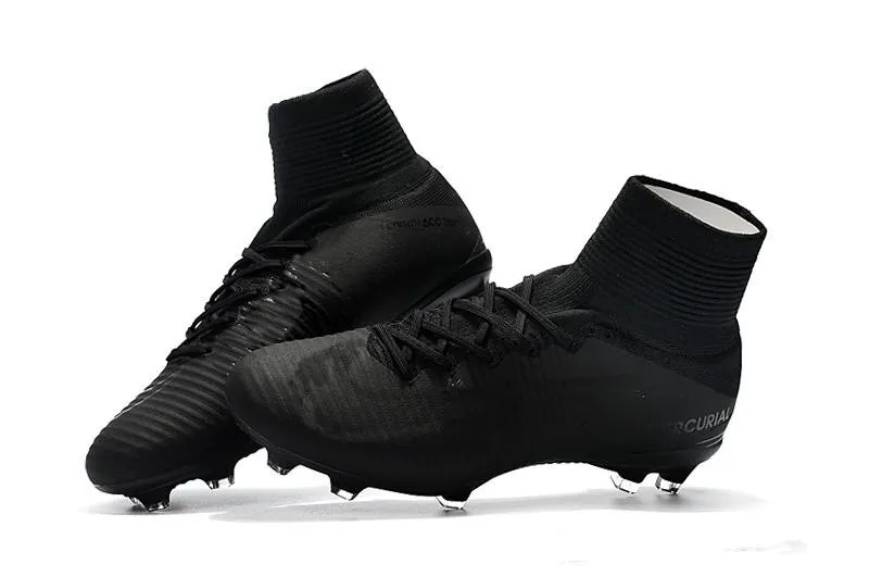 NIKE 2018 Recién llegado de color negro Tacos de fútbol Mercurial Zapatos para