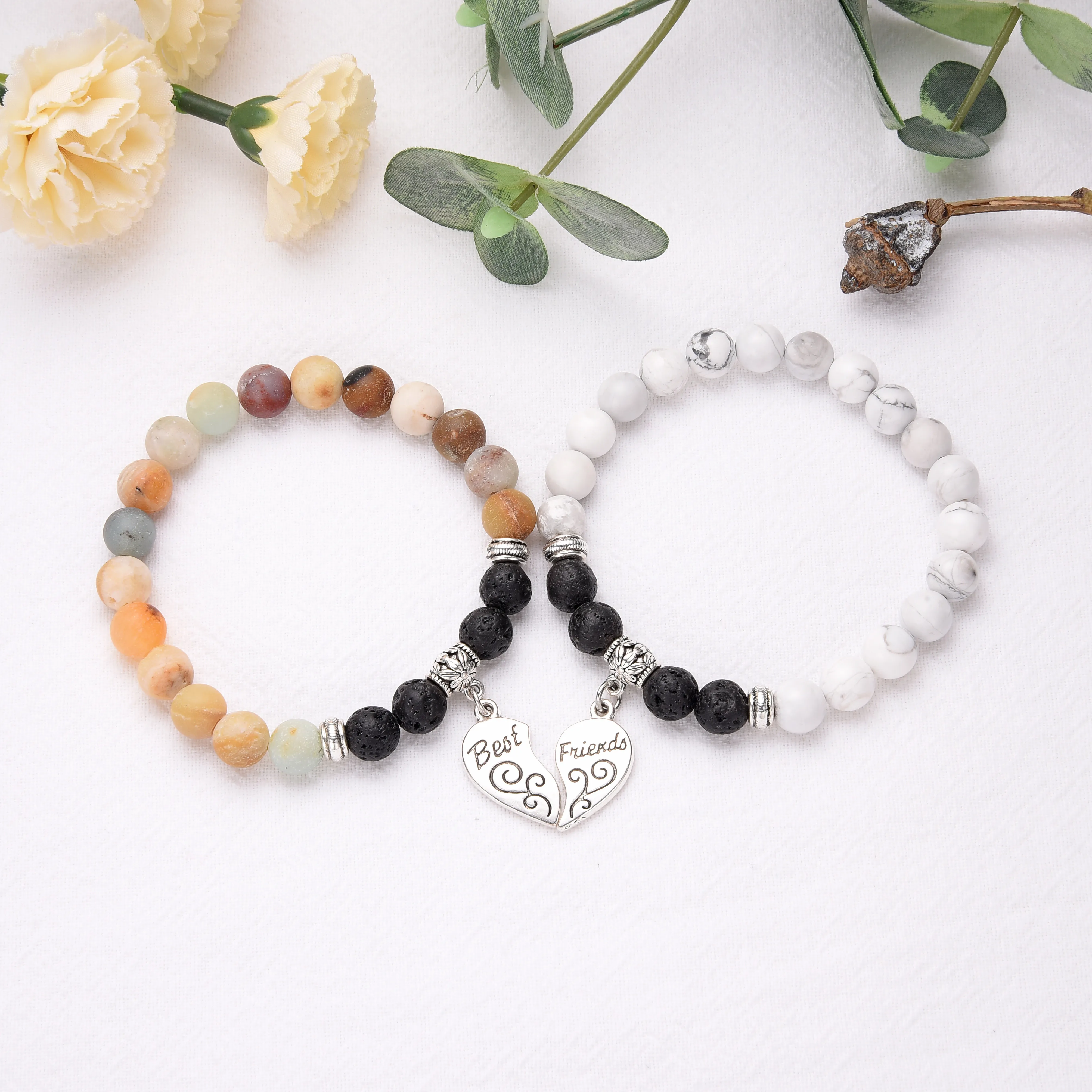 Best Friend Bracelets White Pine & Volcanic Stone Group Gift for — free download