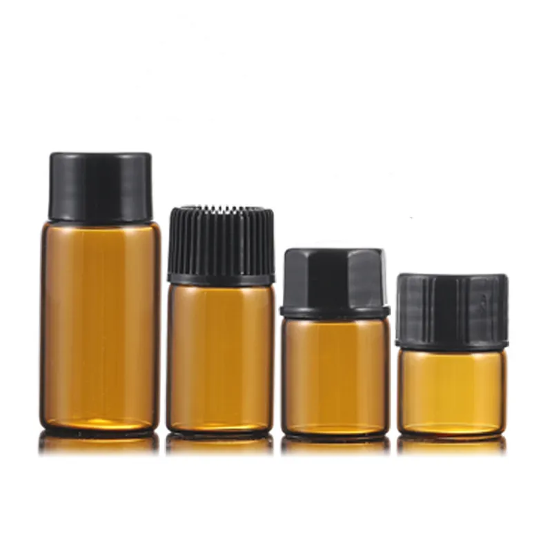 1ml 2ml 3ml 5 ml Amber Glass Essential Olja Bottle Parfym Provrör Flaskor Små tomma glasflaska Hem dofter Diffusers DBC BH2656