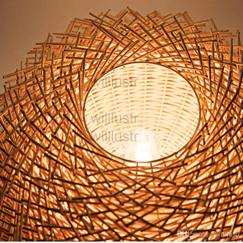 Плетеная подвеска лампы ручной работы Bird Nest подвеска светло-ресторан молл бар лаундж крыльцо ротанга висит люстра освещение люстры