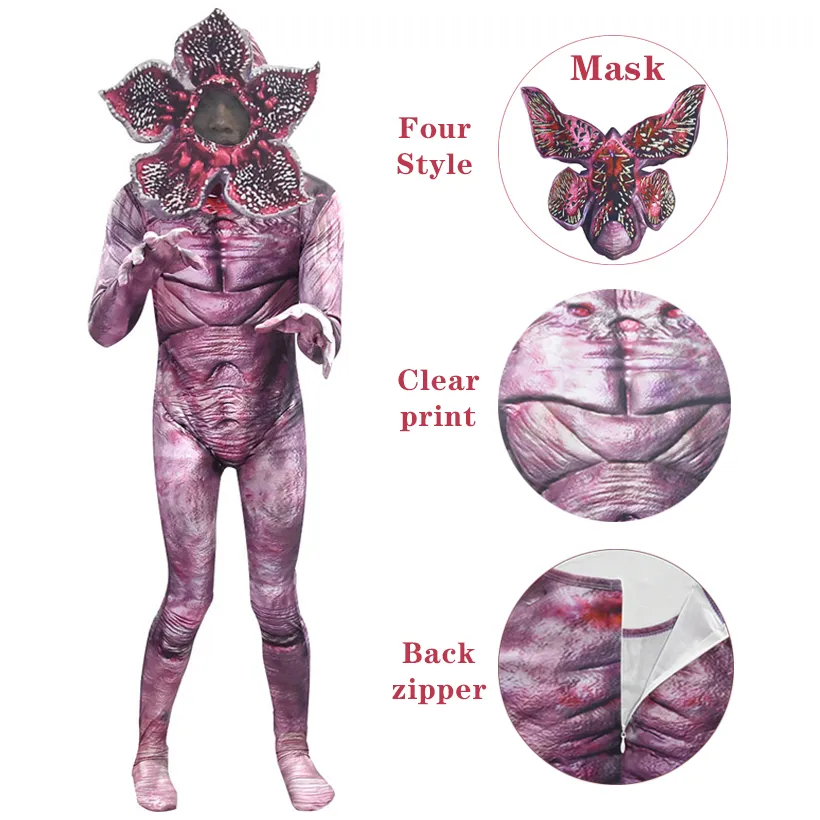 Terror Zombie Costume Halloween Costumes for Kids Piranha Horror Flower Mask Nightmare Before Christmas Cosplay Girls Boys Stage Performance