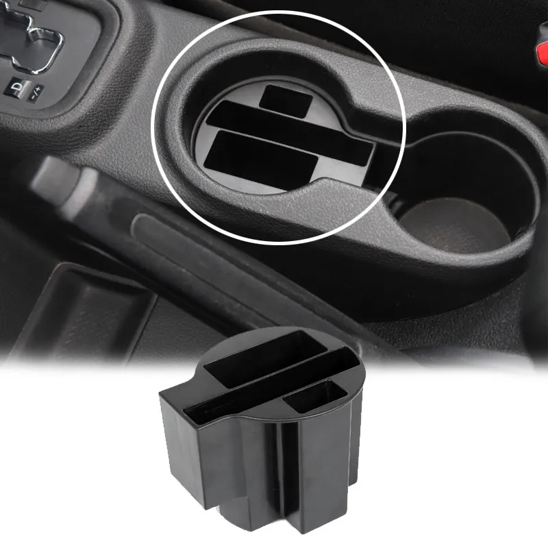 Black ABS Cup Holder Storage Box Decoration Cover Fit For Jeep Wrangler JK Auto Interiör Tillbehör