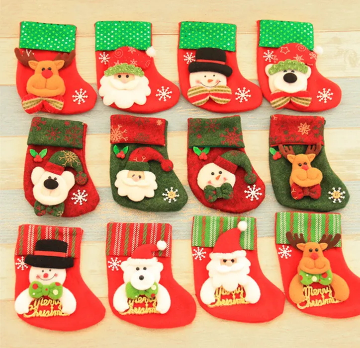 Bas de Noël Décorations Père Noël Chaussettes Cadeau Enfants Sac De Bonbons Arbre De Noël Pendentif Chaussettes Bas Ornement De Noël