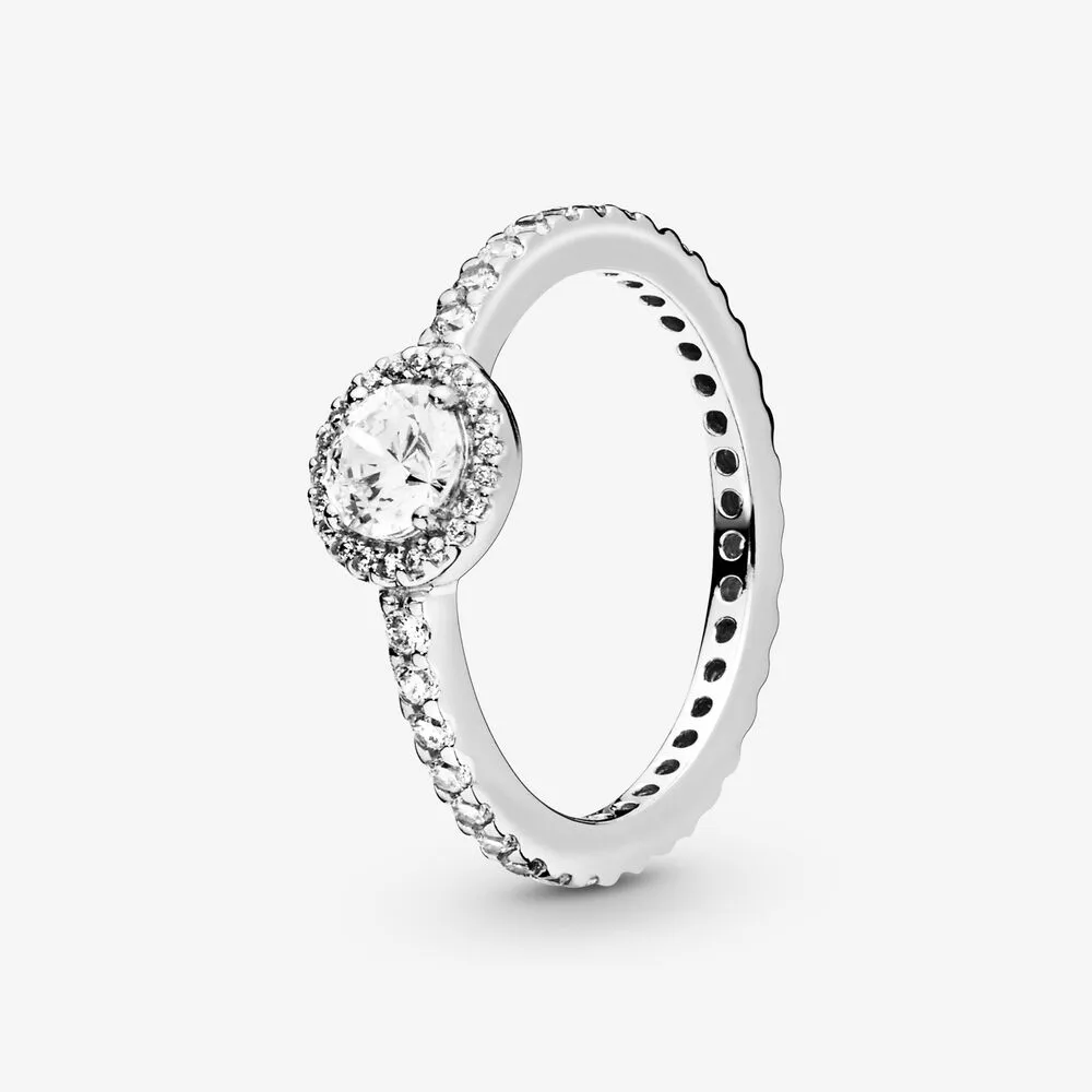 New Brand 925 Sterling Silver Classic Sparkle Halo Ring For Women Wedding Rings Fashion Jewelry