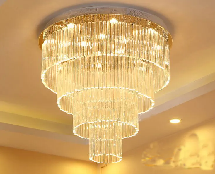 LED Modern Pendant Lamps Fixture K9 Crystal Chandeliers Multi Circles Home Indoor Lighting Hotel Hall Lobby Parlor Crystal Hanging MYY
