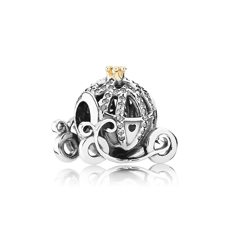 Delicate and stylish pumpkin car charm authentic 925 sterling silver with CZ diamonds suitable for Pandora DIY bracelet beaded ladies gift