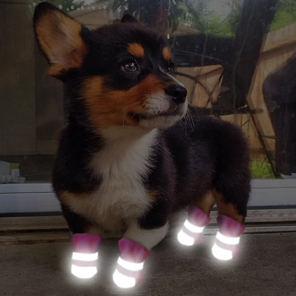 Hundebekleidung eflektive Hund Schuhe warme Haustier Wintersocken wasserdichte Anti-Schlupf-Verschleiß Regen Schneestiefel Stiefel kleine Katze Chihuahua