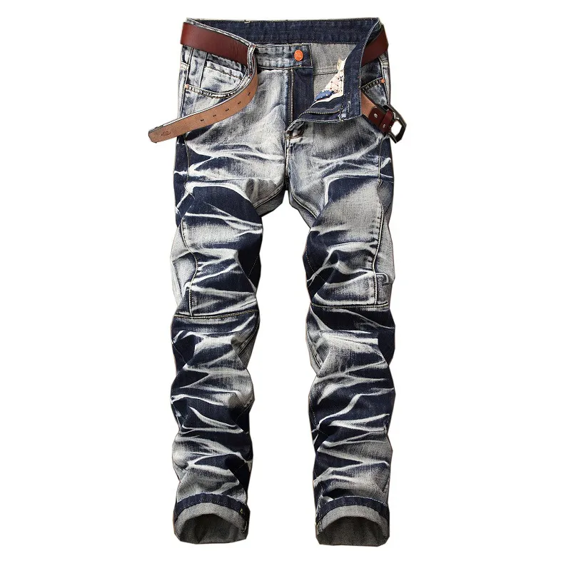 Mode Desinger Hommes Jeans Lavé Vintage Pantalon Pour Hommes Vêtements Slim Fit Long Classique Jean237E