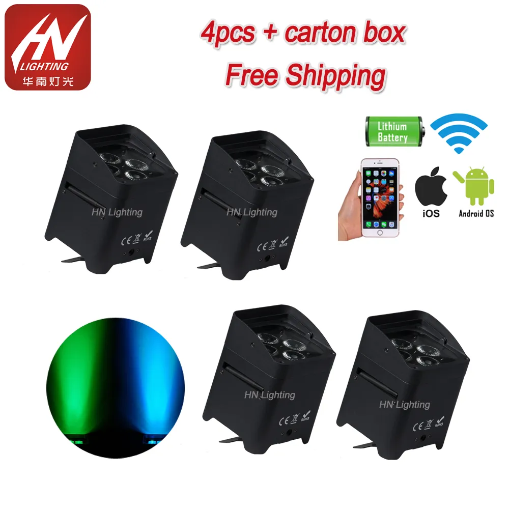 4PCS Wireless DMX Wash S4 PAGE Light Hex uplight Battery Power PAR50 RGBWA UV 4 * 18W DJ LED Weads Wedding