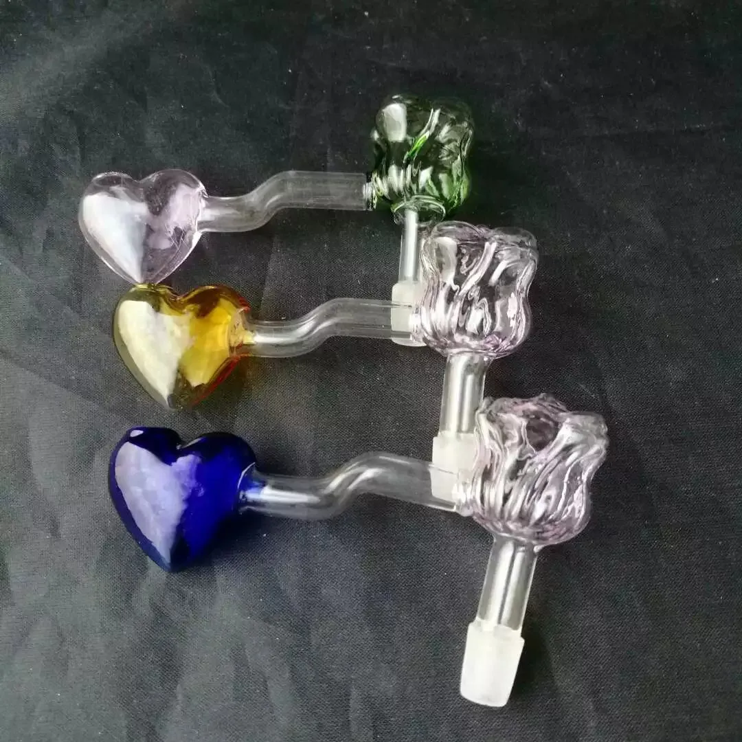 Rose and Peach Heart Cigarette Pot Bongs Oil Burner Pipes Water Pipes Glass Pipe Oil Rigs Smoking Free Shippin