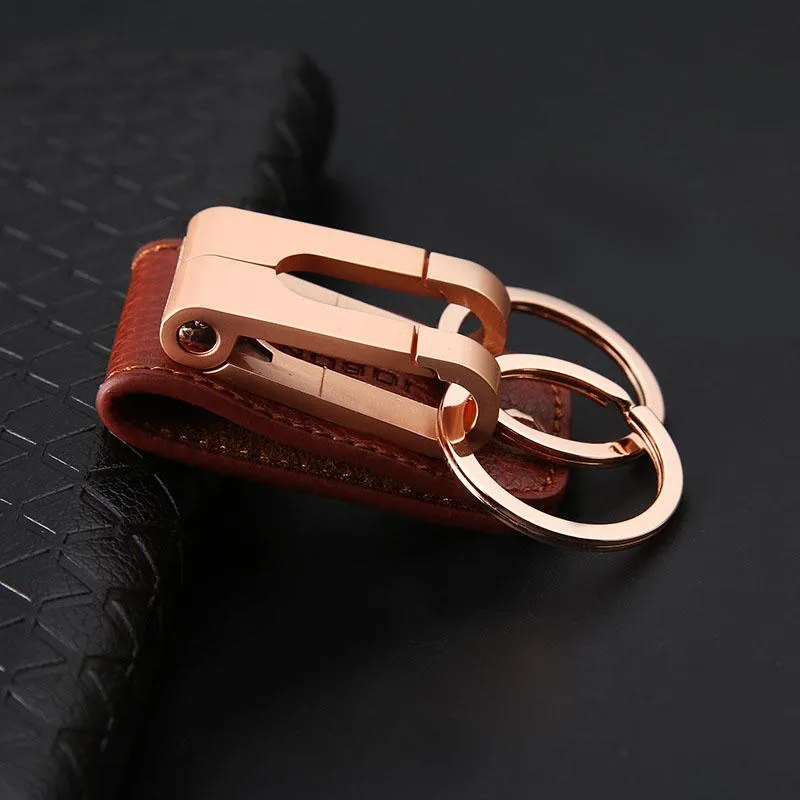 double-loops-hanging-keychain-key-ring-genuine-leather-keychain-key-holder-clip-on-belt-sleutelhanger-chaveiro