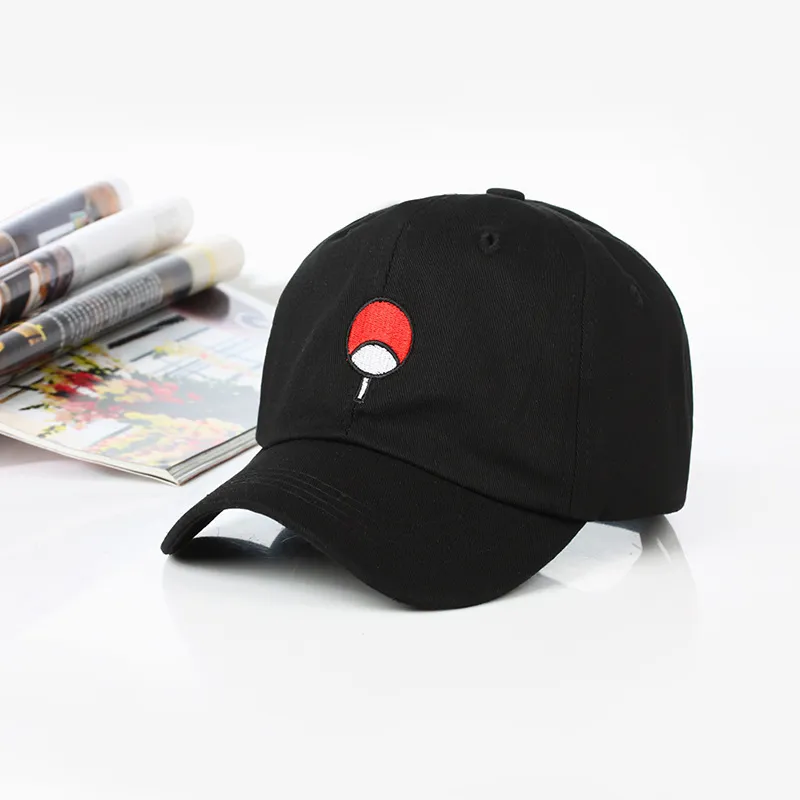 New 100% Cotton Japanese Anime Dad Hat Uchiha Family Logo Embroidery Baseball Caps Black Snapback Hat Hip Hop for Women Men3682049