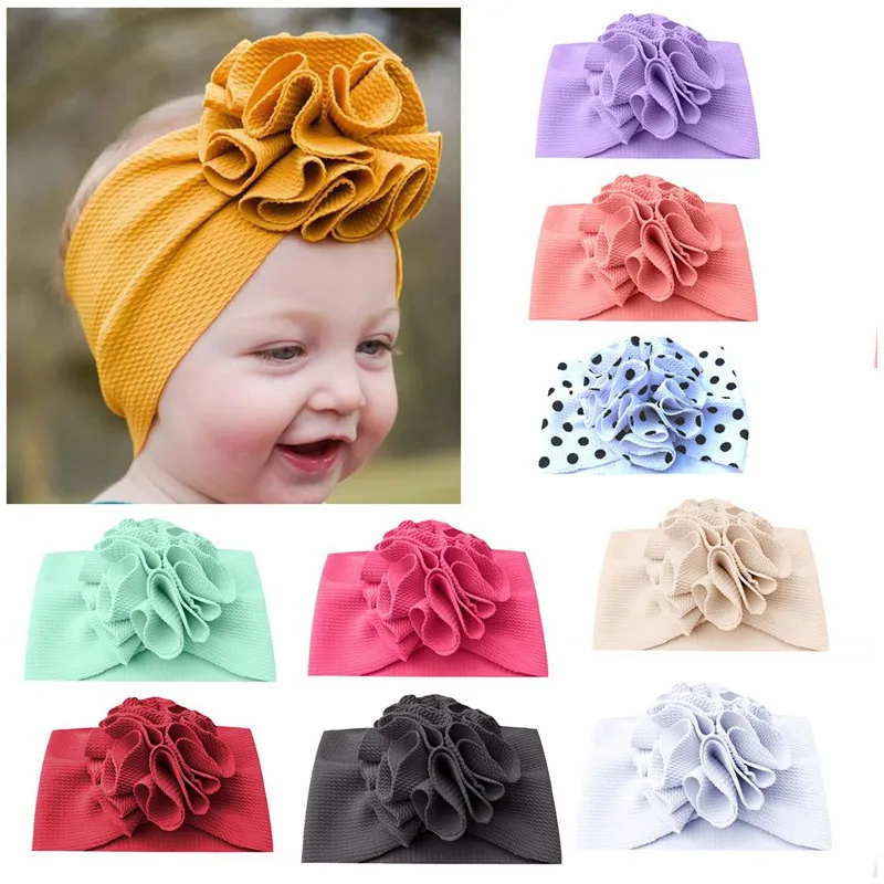 Baby söt båge blomma huvudband för flicka barn bomull elastiska huvudband Turban blommiga huvudband hårband tillbehör FD6632