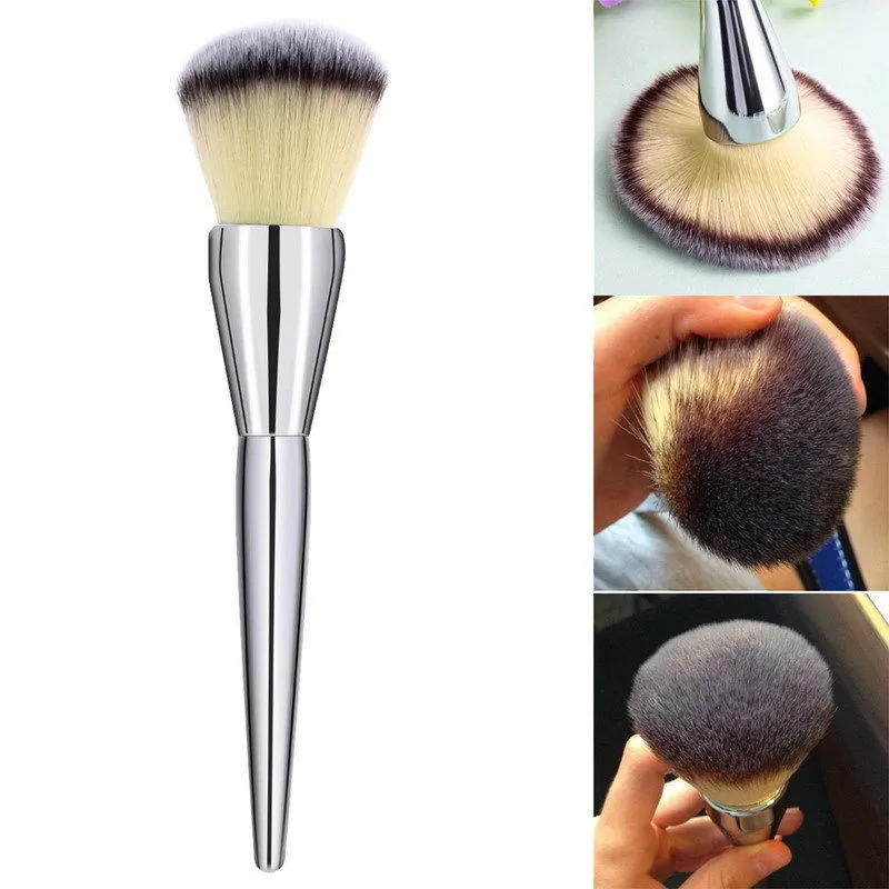 Large Makeup Brush Loose Powder Blush Liquid CC Foundation Silver Beauty Make up Brushes Tools