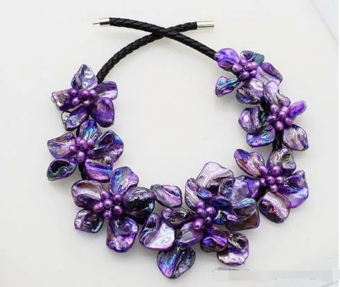 perle d'eau douce naturelle coquillage fleur violet 45cm collier nature perles en gros