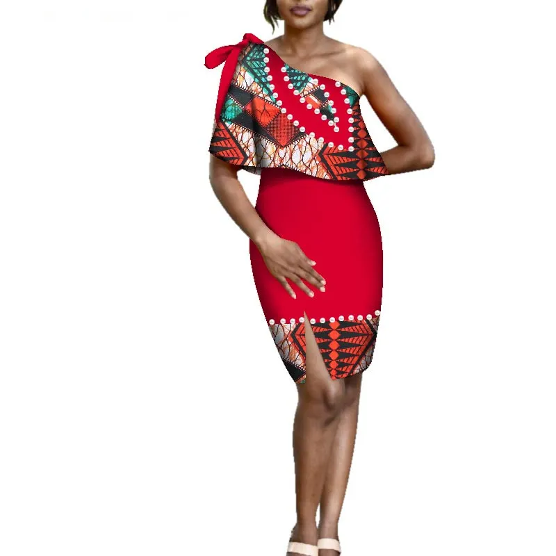 One shoulder shop african print dress