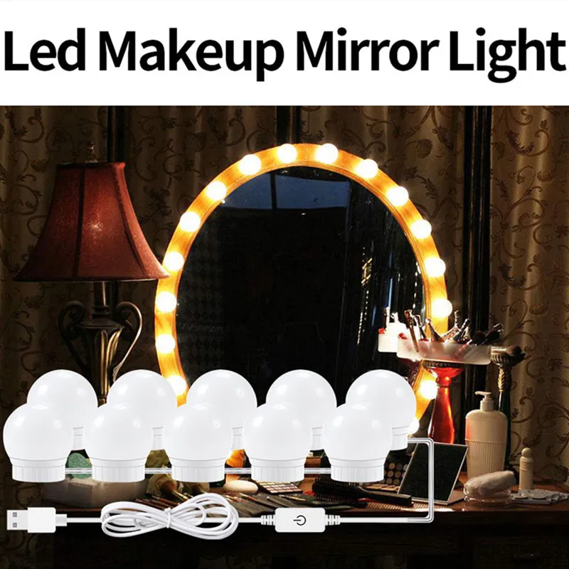 Compre Luces de Tocador LED Para Espejo 10 Bombillas Dimmables Luces de  Espejo de Tocador Kit 3 Modos de Color Luces de Maquillaje Usb en China