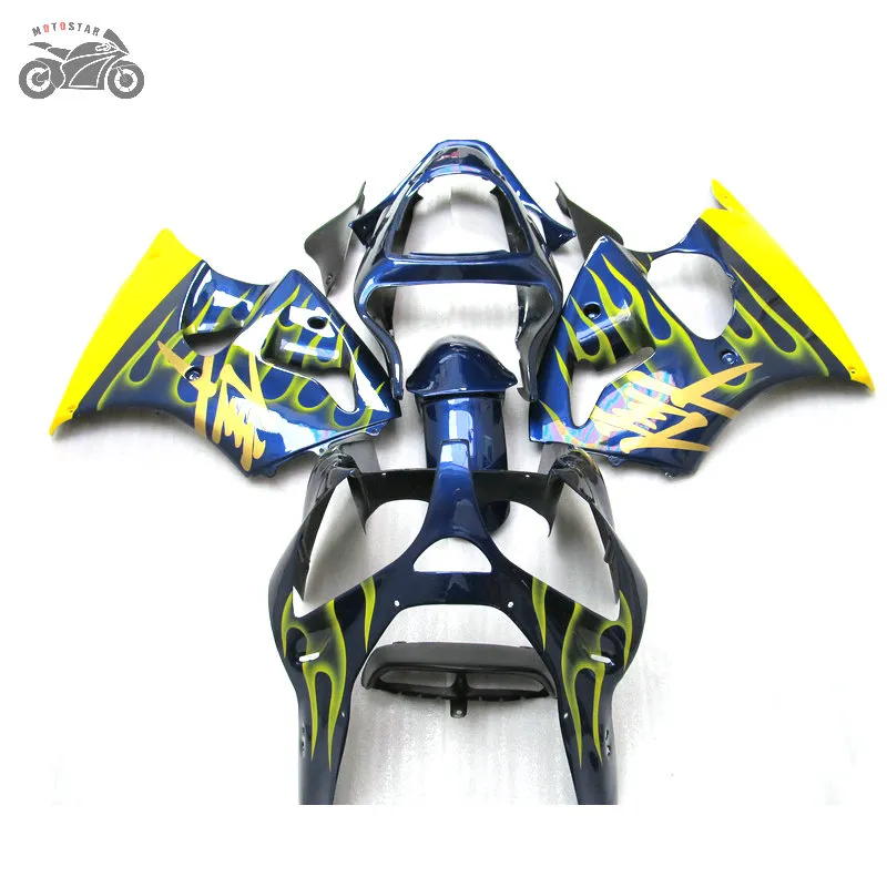 kit carenature iniezione per kawasaki ninja zx6r 2000 2001 2002 kit carenatura moto giallo blu 636 0002 zx6r 00 01 02 zx 6r