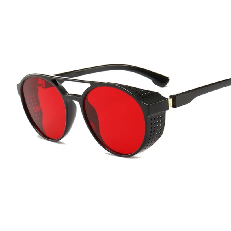 Vidano Optik Tasarımcı Erkekler ve Kadınlar İçin Steampunk Güneş Gözlüğü Retro Gotik Moda Gözlükleri UNISEX Yuvarlak Gözlük Oculos de Sol276u
