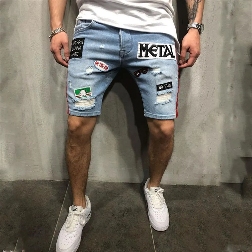 Homens verão curta calça jeans hommes shorts de praia skate harem moda jean moda macho plissado recortado denim shorts quentes