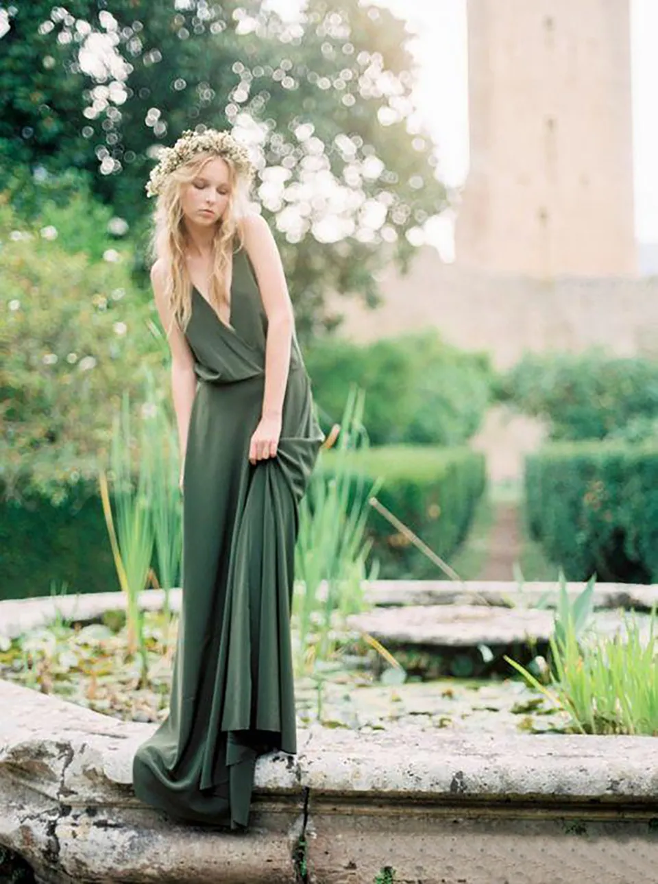 Olive green bohemian dress outlet