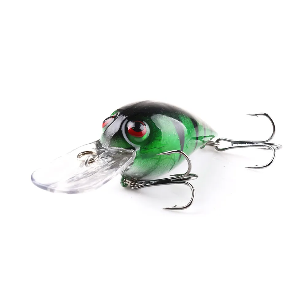 HENGJIA Balıkçılık cazibesi Krank balıkçılık 75mm 7.5cm 10G crankbait Lure Bait 200pcs 4 renkler 2 kanca mücadele