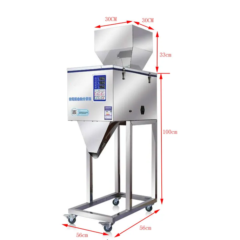 50–3000 g große automatische Abfüllmaschine für Mehl, Getreide, Samen, Tee, Schnecke, Kaffeebohnen, Katzenfutter, Verpackungsmaschine