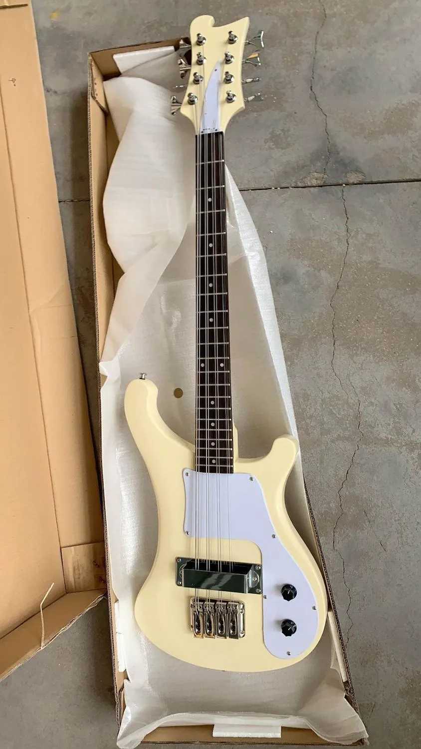 Kundenspezifische Großhandelsgitarre 4001 E-Bass 8-Saiter-Bass Top-Qualität Rickenbackr Creme Modell 190420, Anpassung möglich