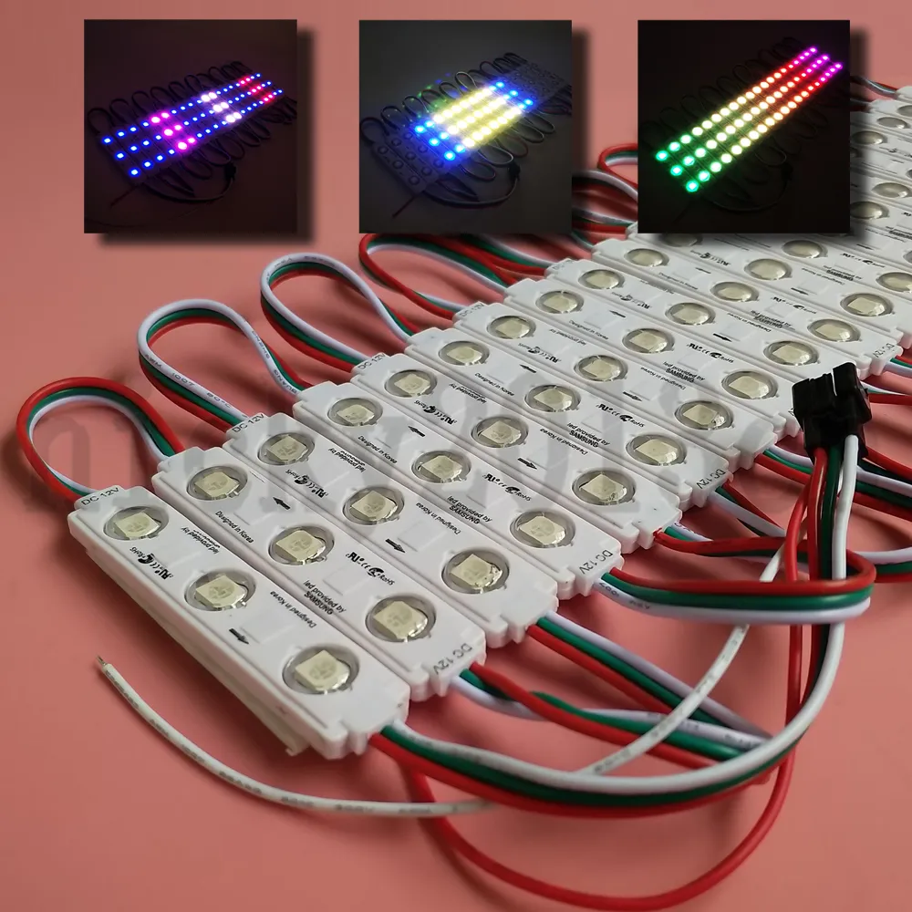 12 V WS2811 5050 RGB-LED-Pixel-Modul, Lichtstreifenband, 3 LEDs, adressierbare Dream-Vollfarb-Chasing-Einspritzlinse, IP65, wasserdicht, für Werbebox, Briefschild