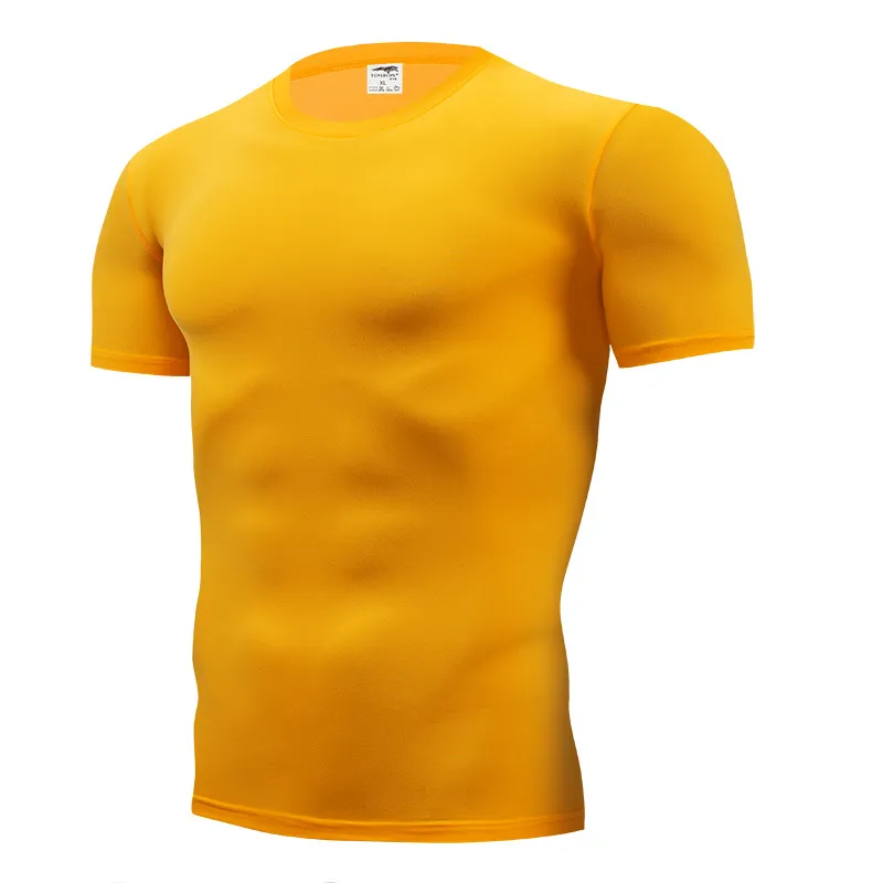 Moda Pure Color T-shirt Mężczyźni Krótki Rękaw Compression Tight Tshirts Shirt S-4XL Letnie Odzież Free Transport