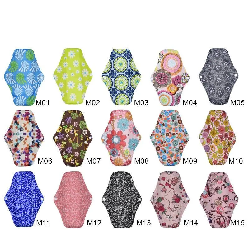 Charcoal bamboo Washable Menstrual Pad Reusable Sanitary Menstrual Pad Cloth Feminine Hygiene Panty Liner Towel Pads JXW522