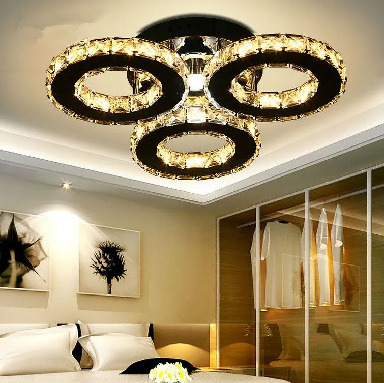 Nowoczesne kryształowe pierścienie świateł sufitowych lampy oprawy sufitowej Plafonier do salonu LED Grafika wnętrz wewnętrzny wystrój domu światła Myy