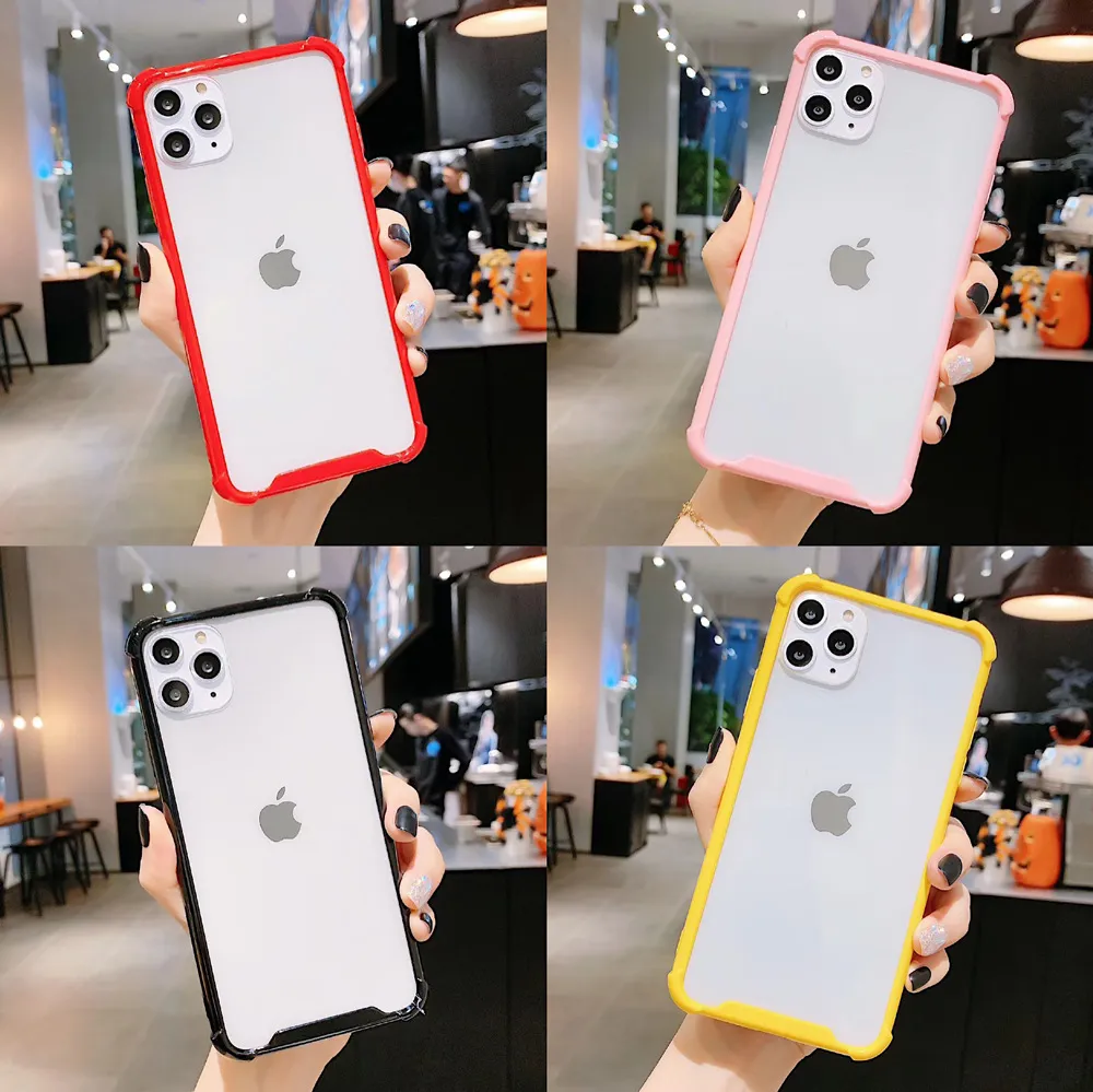 Caso de telefone Acrílico Caso de telefone celular de duas cores transparente Quatro cantos de gota para iphone 6s 7 8 xr xs 11 pro max mais caso protetor 2