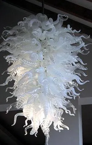 Lampade moderne Catena a sospensione Sala matrimoni Hall dell'hotel Soggiorno Lampadario bianco Illuminazione con lampadine a LED Vetro di Murano soffiato a mano