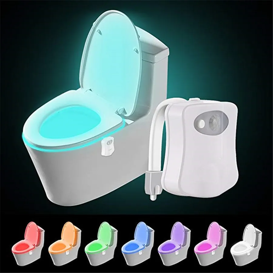olorful Motion Sensor Toilet Night Light, Home Toilet Light Bathroom Human Body Auto Motion Activated Sensor Toilet Seat Lights Lamp 8-Color