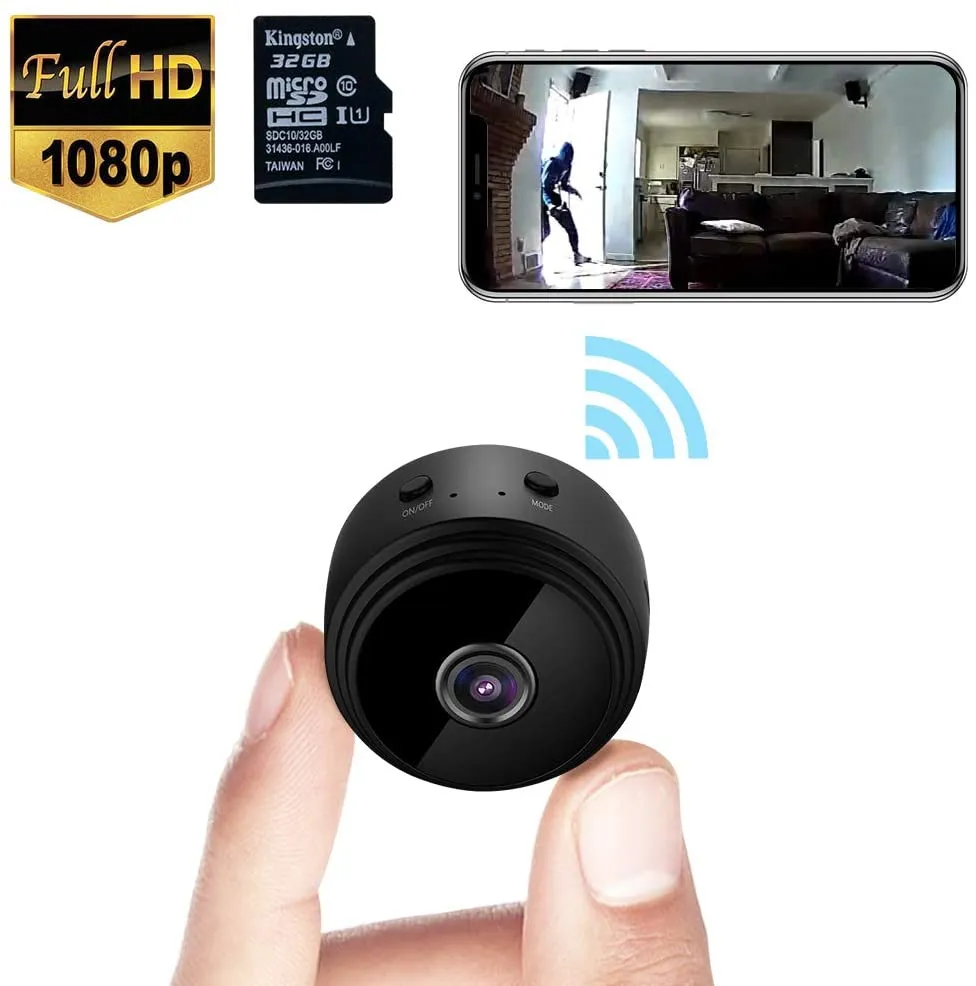 Cámara oculta Mini 1080P inalámbrica WiFi cámara de vigilancia de seguridad  para el hogar, cámaras de niñera para automóvil, cámaras portátiles para