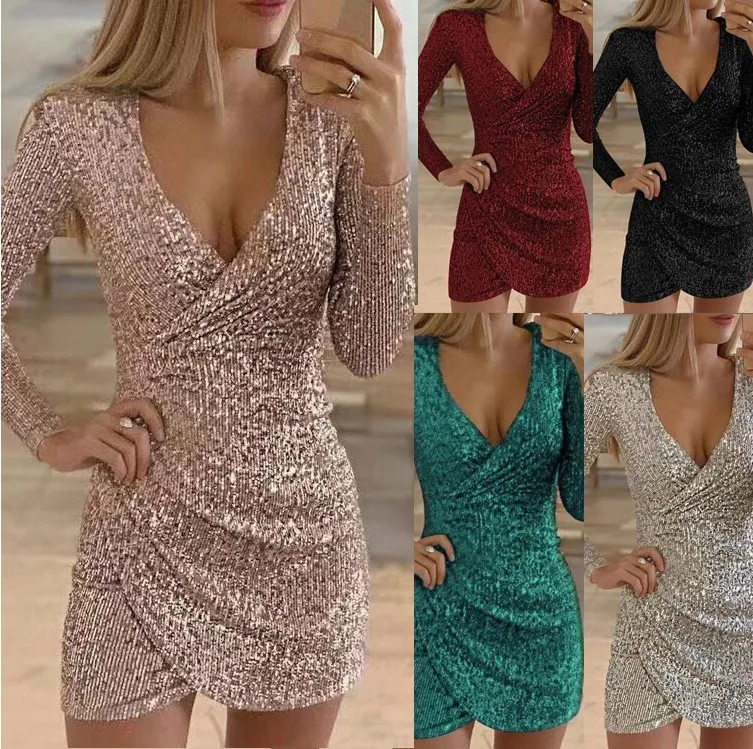 Vestidos de top paillette cortos