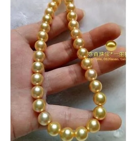 9-10mm South Sea Gold Pearl Necklace 18inch 14k Gold Clasp